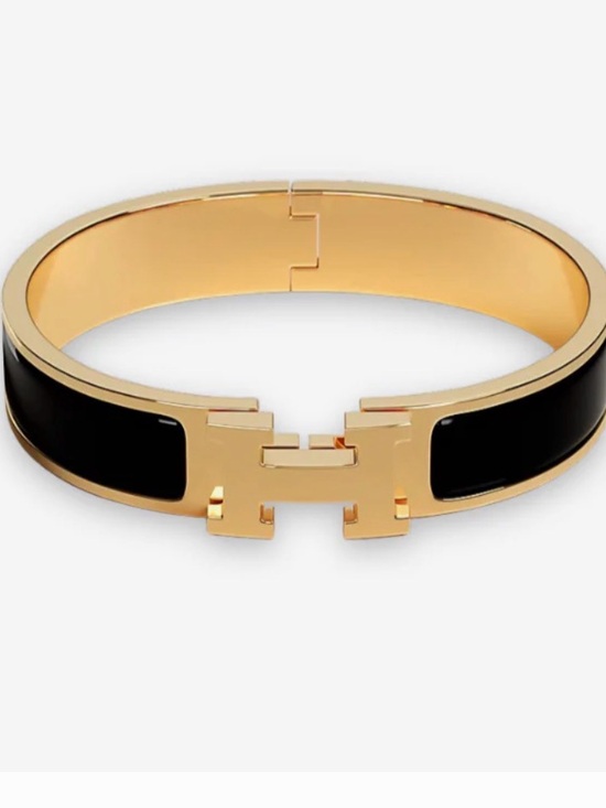 Jewelry - Gold stainless steel and Black with a gorgeous H fits a small wrist latch close